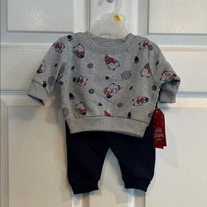 Kids Festive Gray and Navy Matching Set